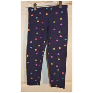 Faded Glory Girl's Leggings Pants Navy Blue + Dots Sz M (7/8) Skinny Leg Stretch